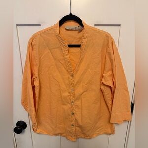 Jane Ashley 100% Linen Button Down long Sleeve Blouse Size XL Lagenlook